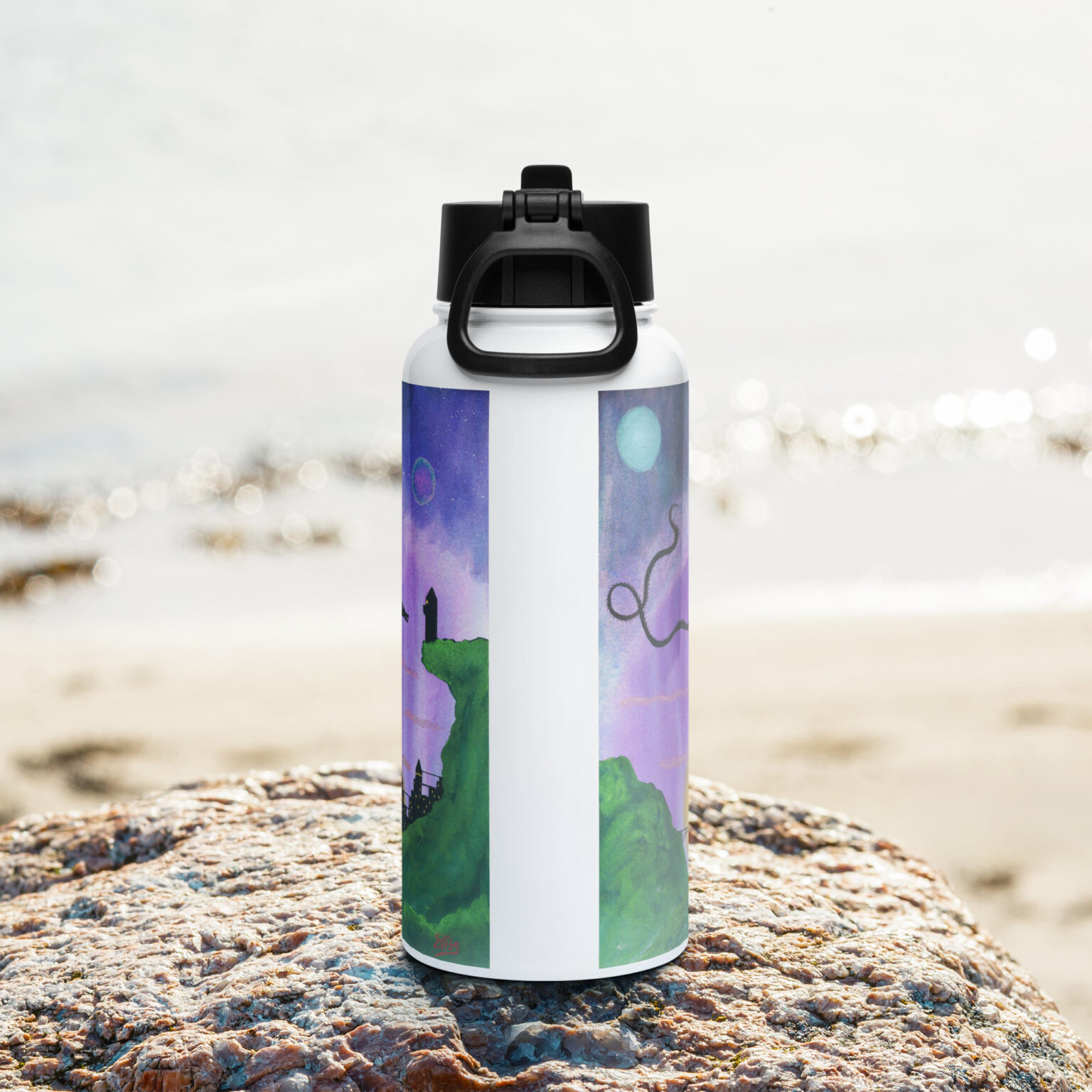 "Wyrm" stainless steel water bottle with a straw lid - Image 4