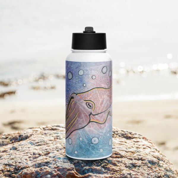 "Wanna Cuttle?" stainless steel water bottle with a straw lid