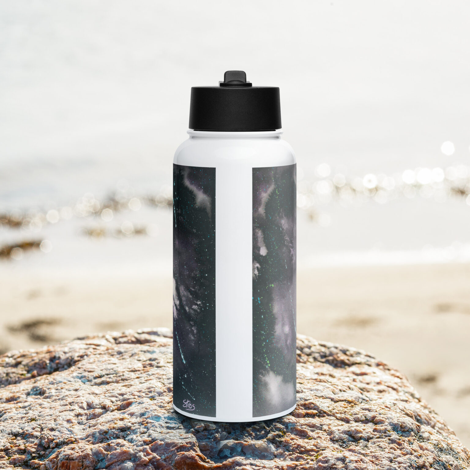 "Lost Among Stars" stainless steel water bottle with a straw lid - Image 3