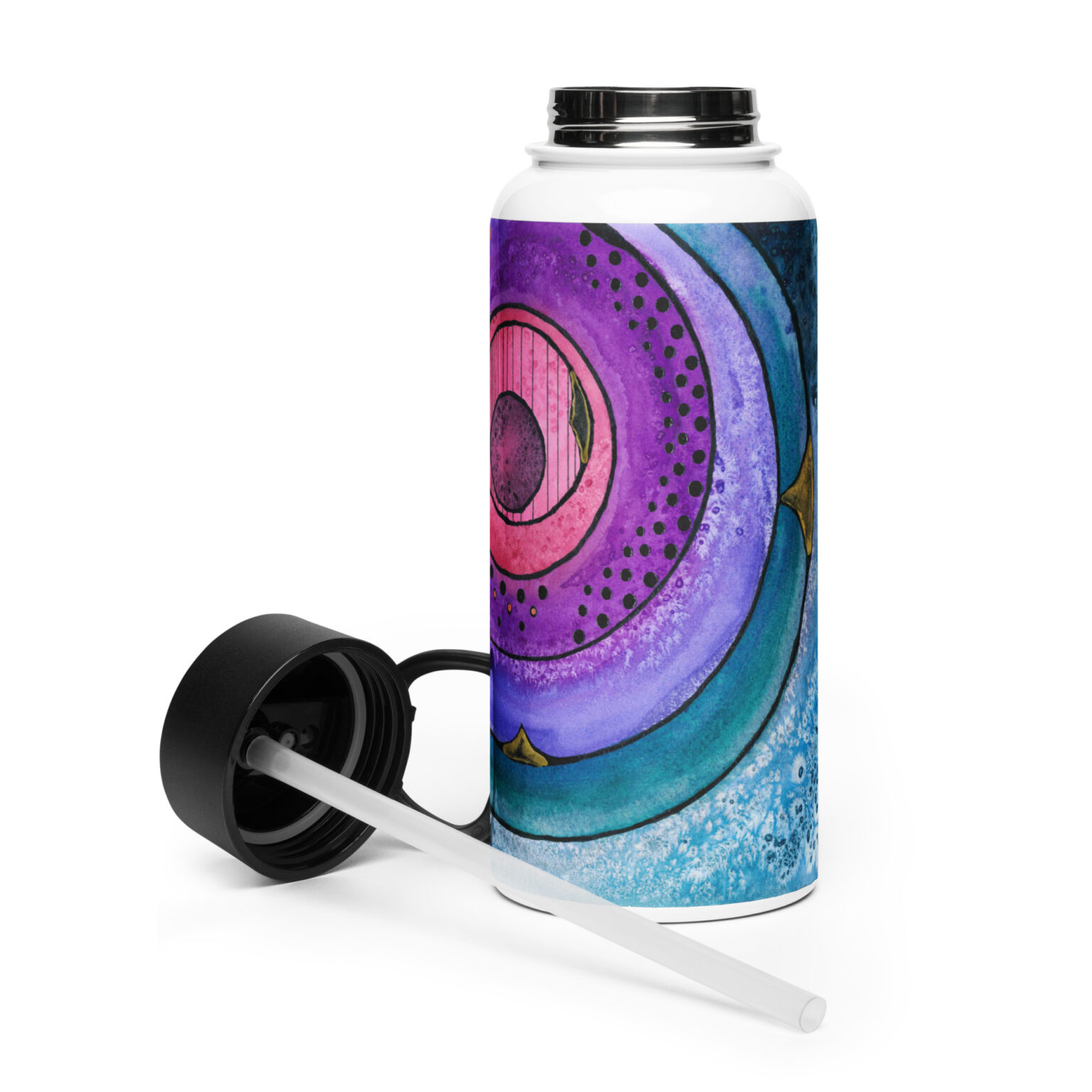 "Nebulish I: Caldwell 49" Stainless steel water bottle with a straw lid - Image 2