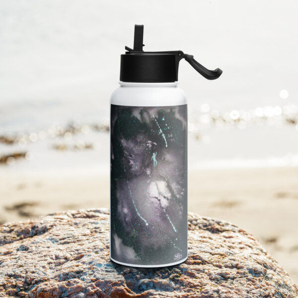 "Lost Among Stars" stainless steel water bottle with a straw lid