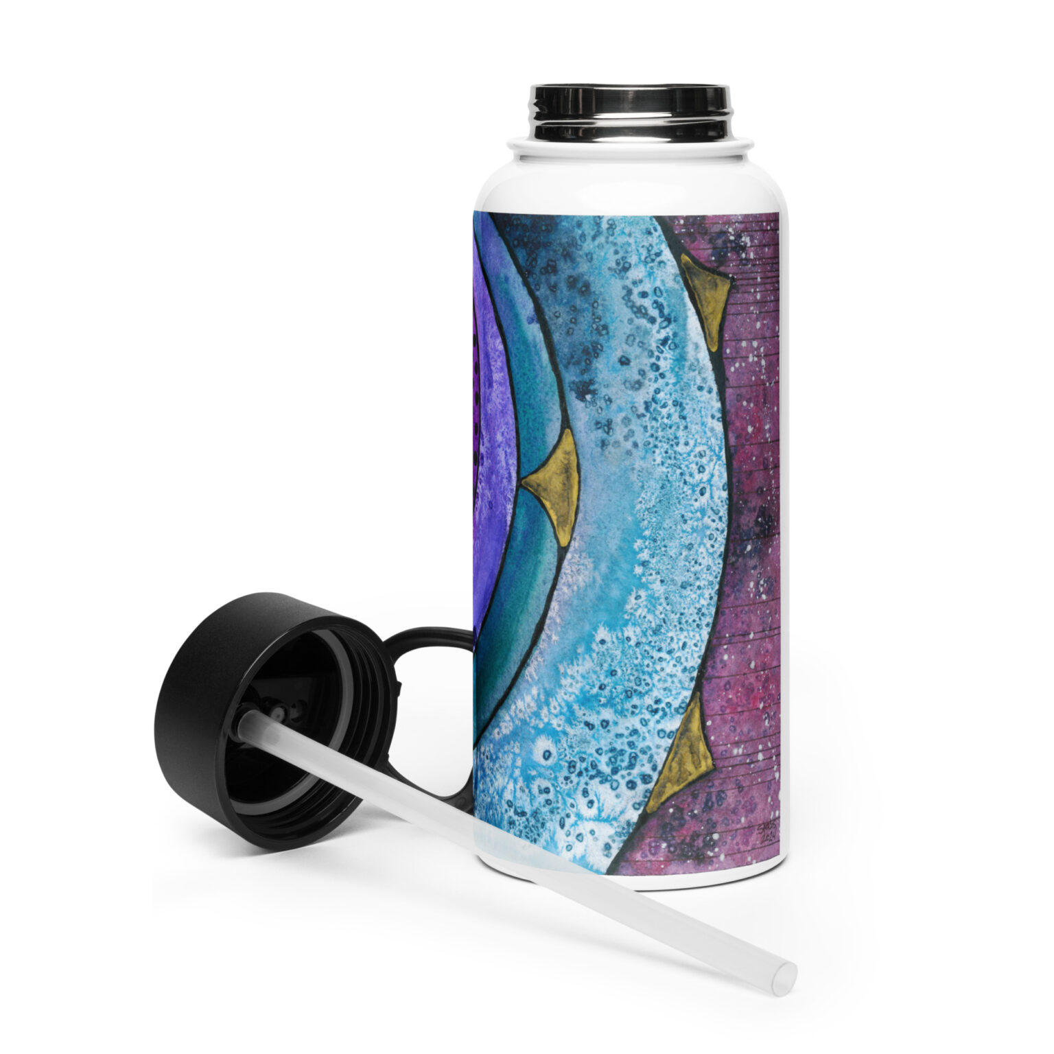 "Nebulish I: Caldwell 49" Stainless steel water bottle with a straw lid - Image 3