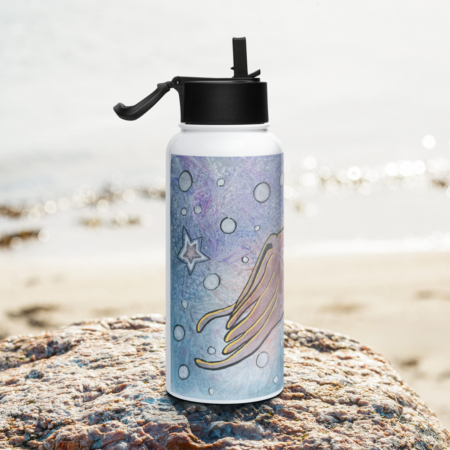 "Wanna Cuttle?" stainless steel water bottle with a straw lid - Image 2