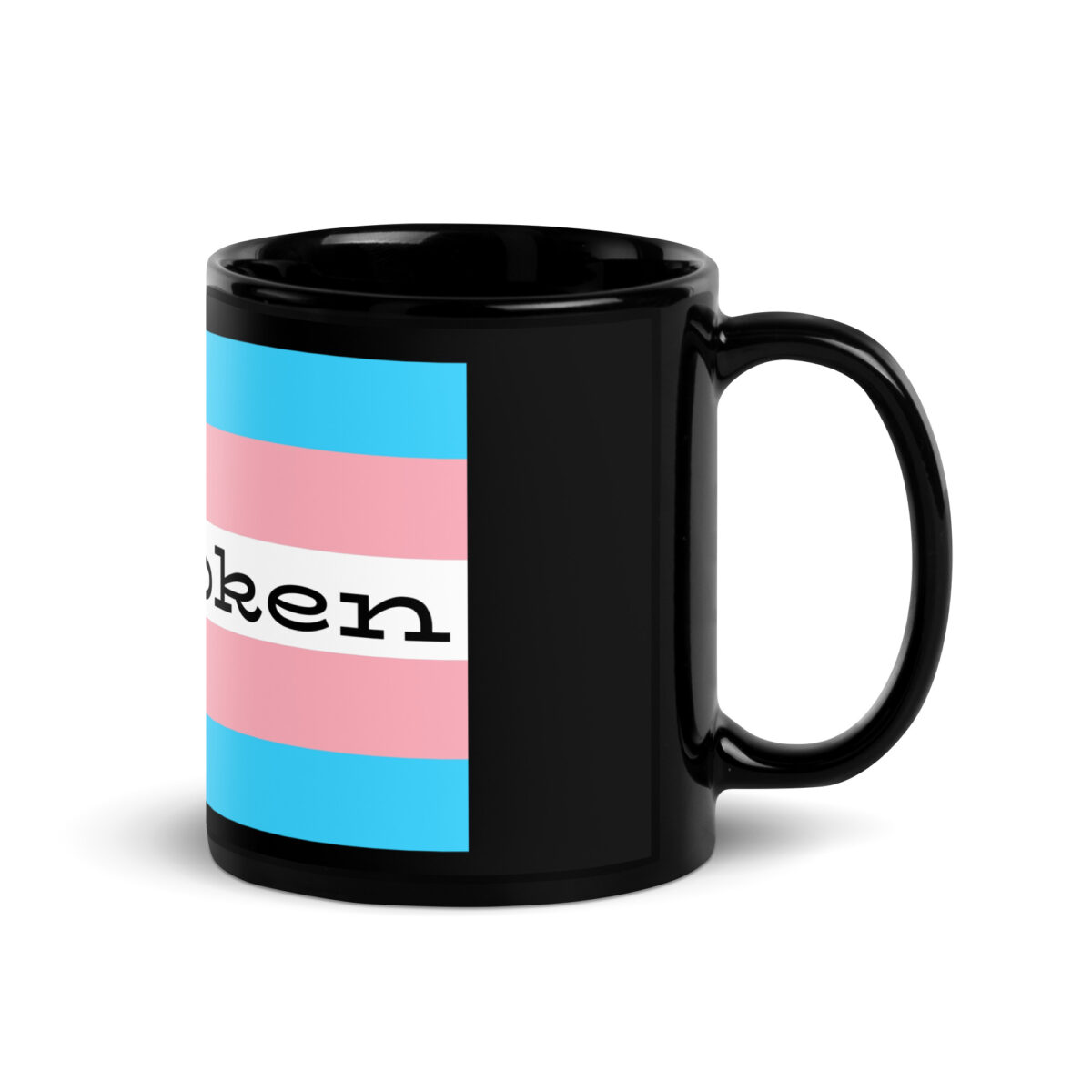 “unbroken” Black Glossy Mug - Image 3