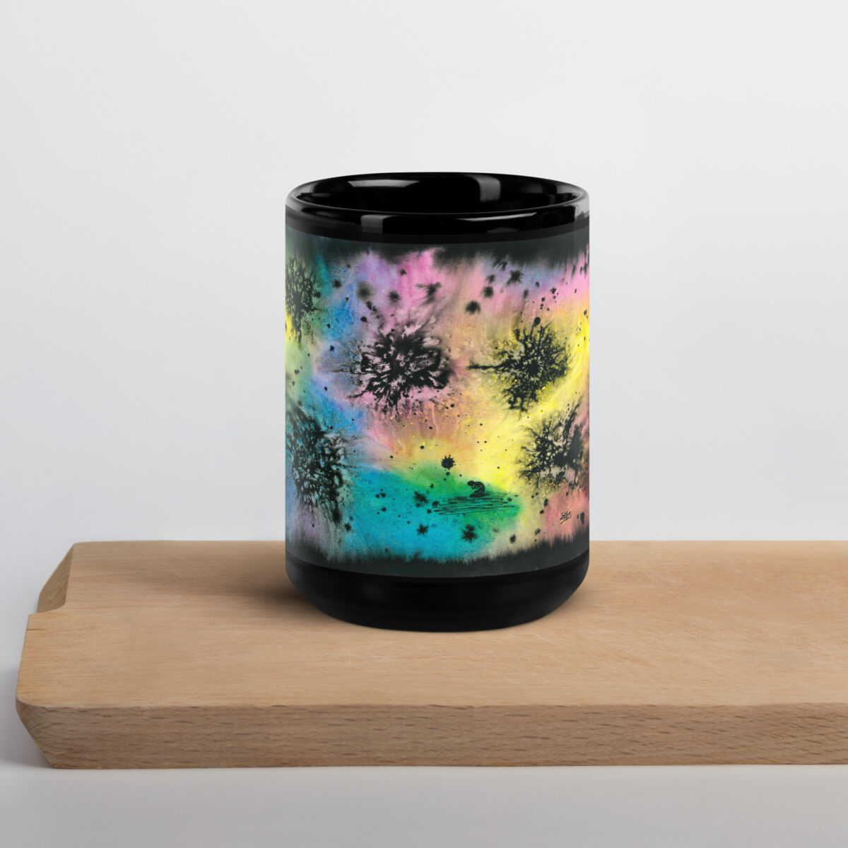 "Unbearable Blemishes on the Brightness of Being" Black Glossy Mug - Image 4