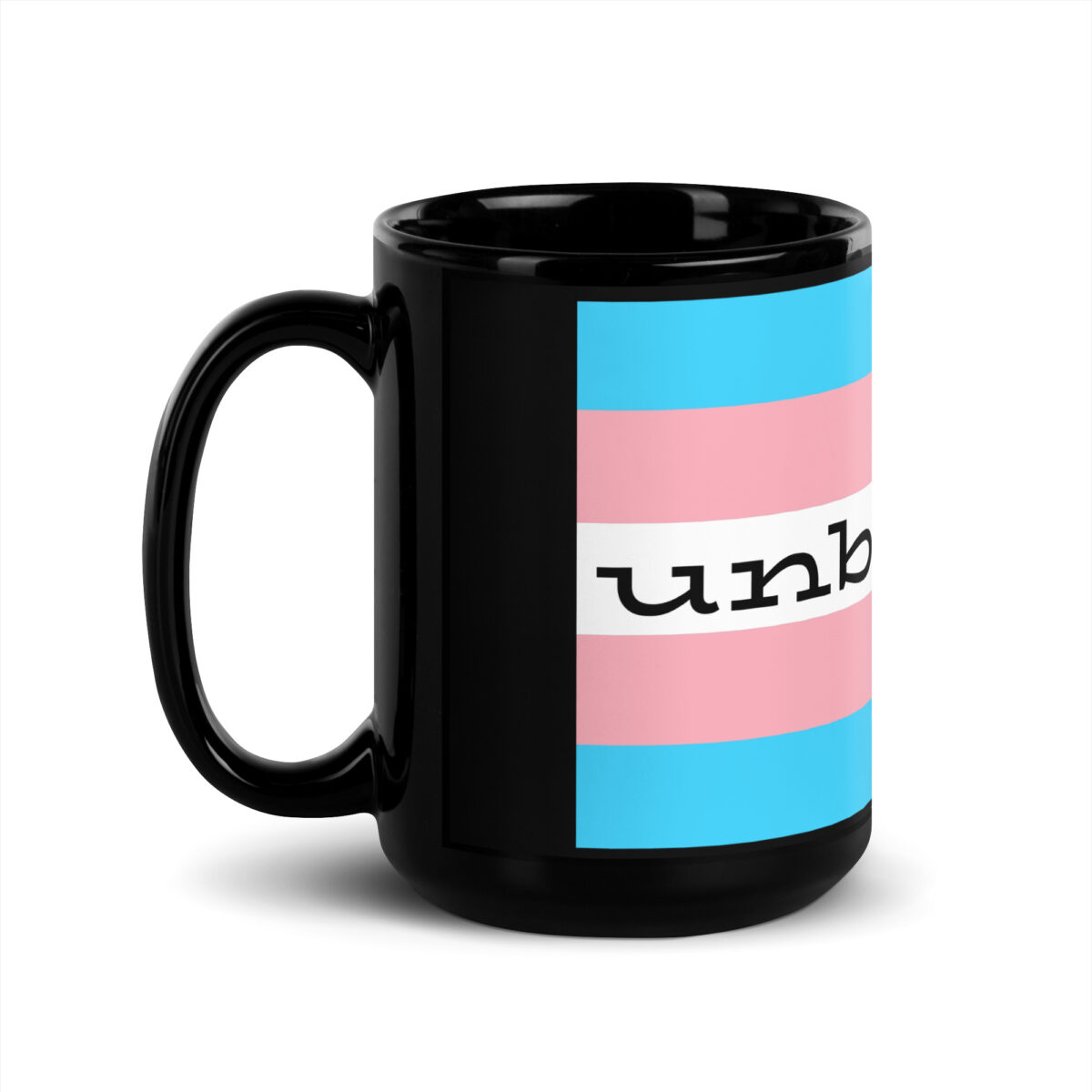 “unbroken” Black Glossy Mug - Image 4