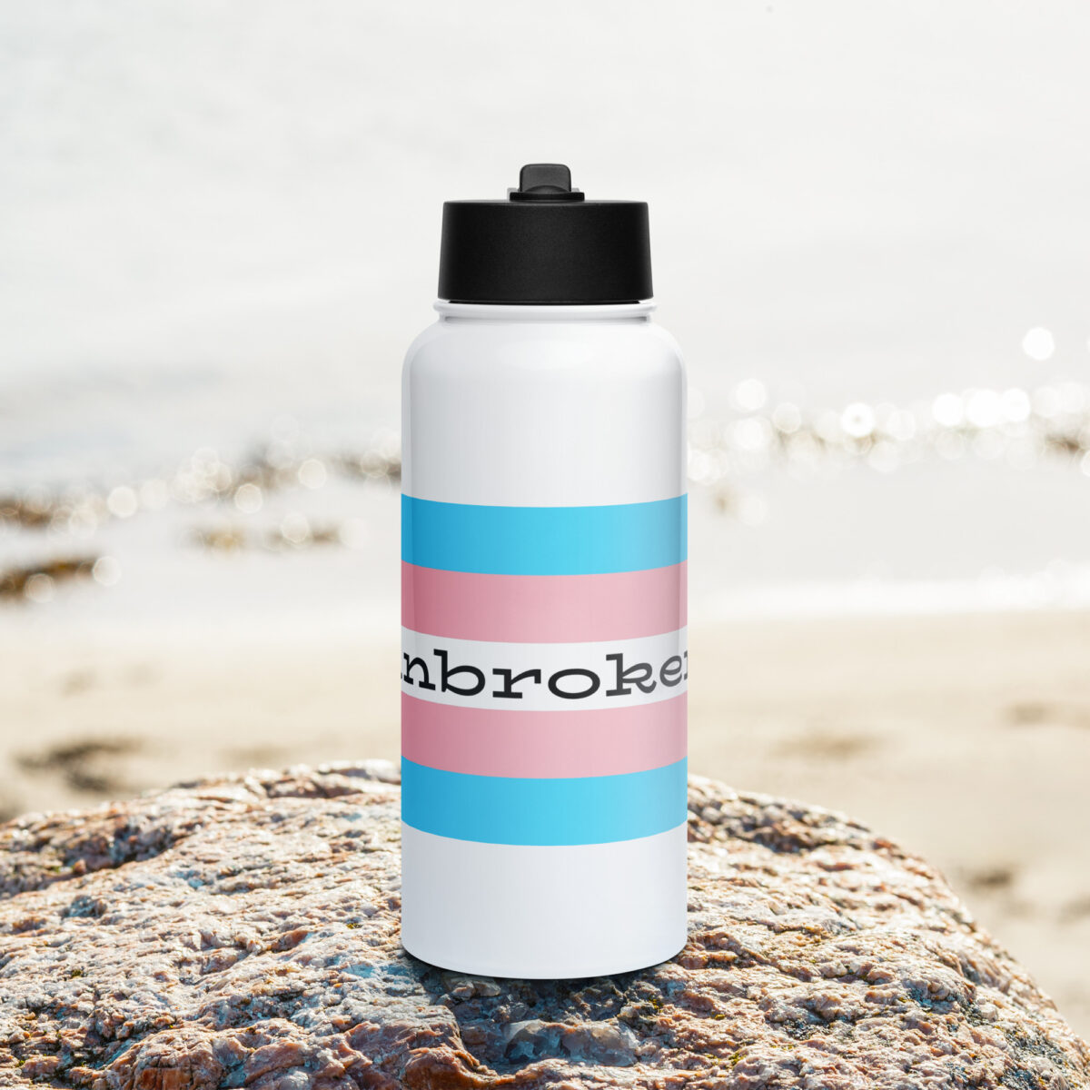 “unbroken” Stainless steel water bottle with a straw lid