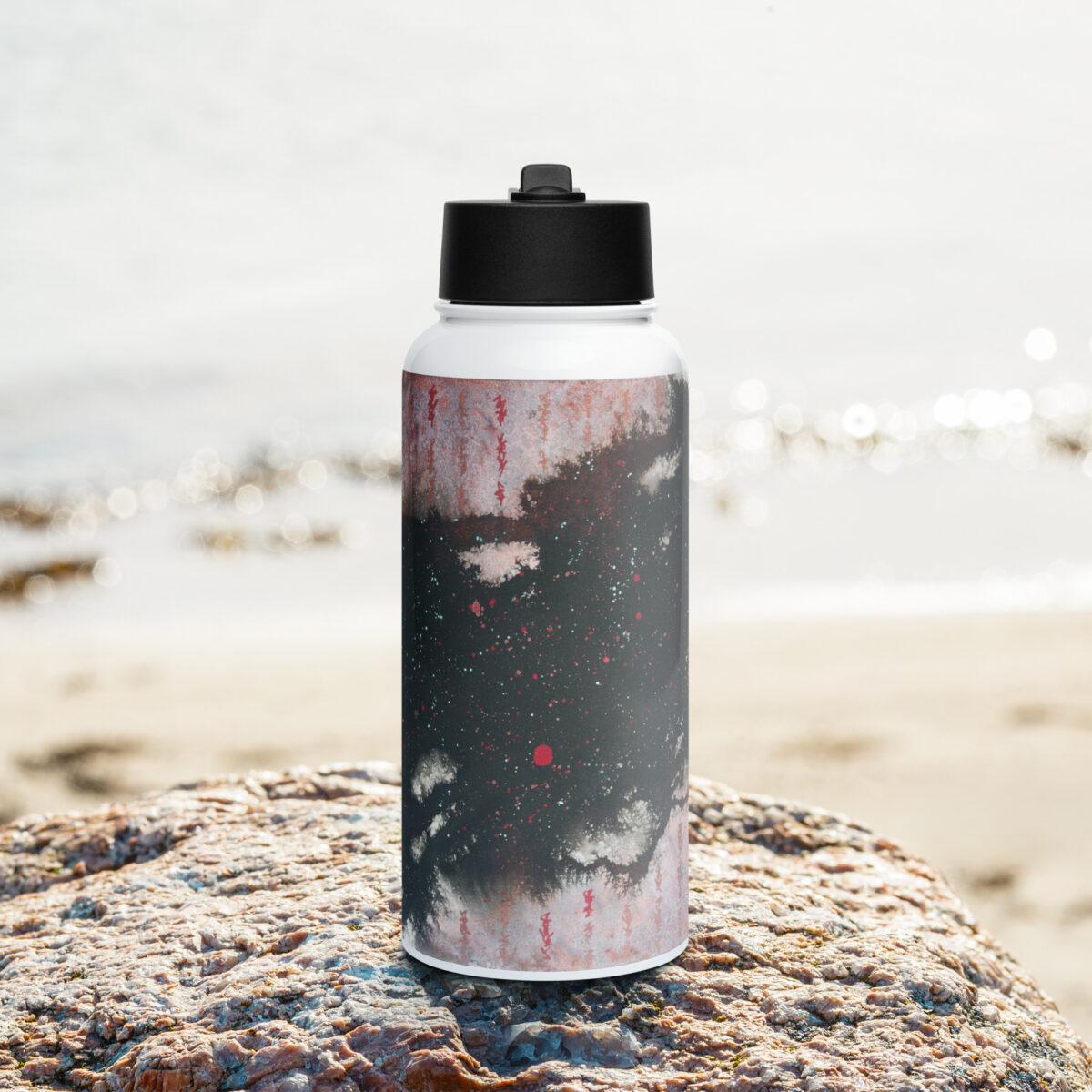 "Forward View" Stainless steel water bottle with a straw lid