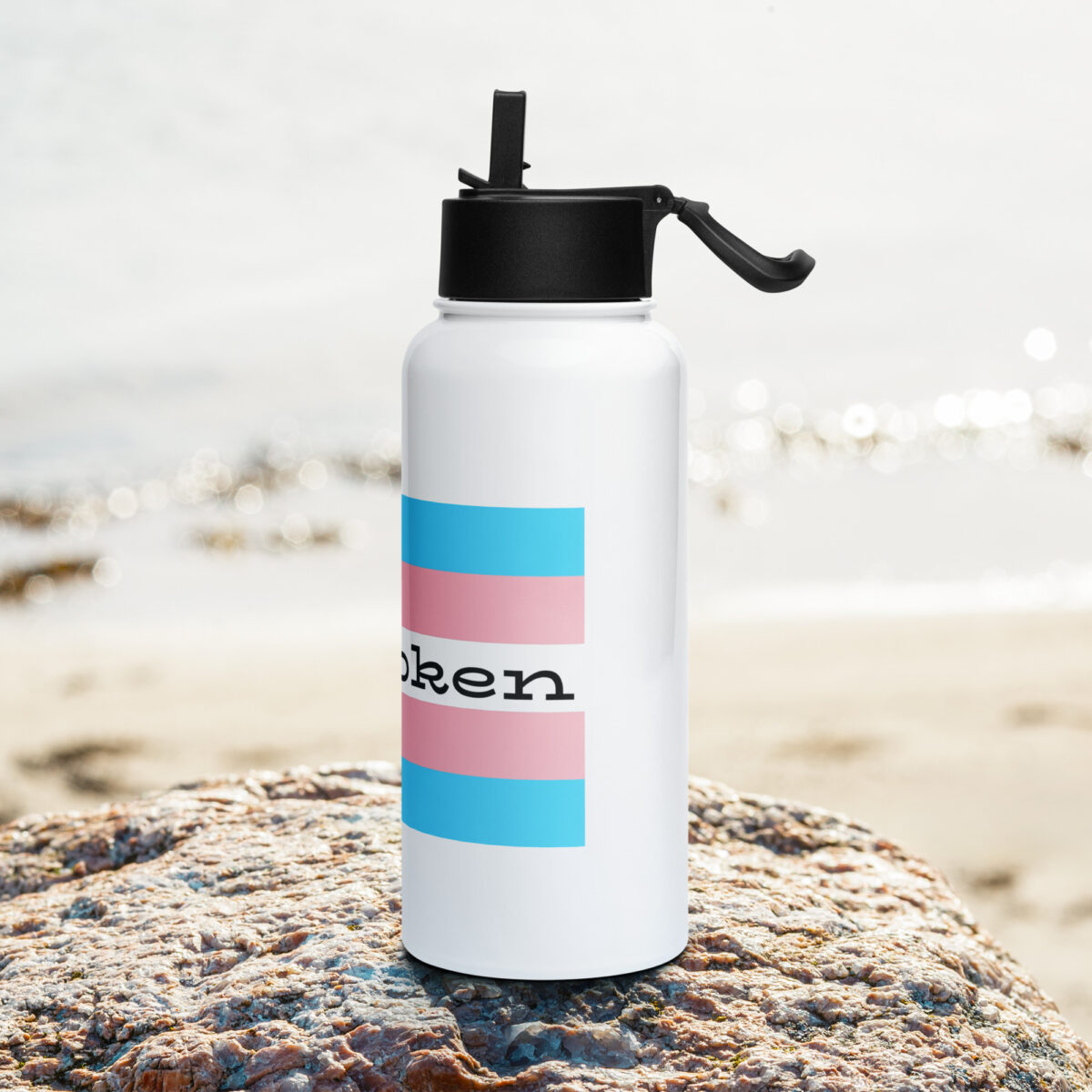 “unbroken” Stainless steel water bottle with a straw lid - Image 3
